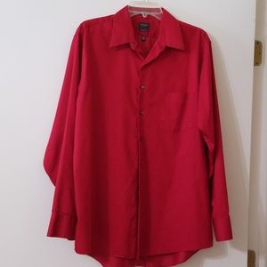Men's Wrinkle Free size 16-16.5 Red Dress Shirt